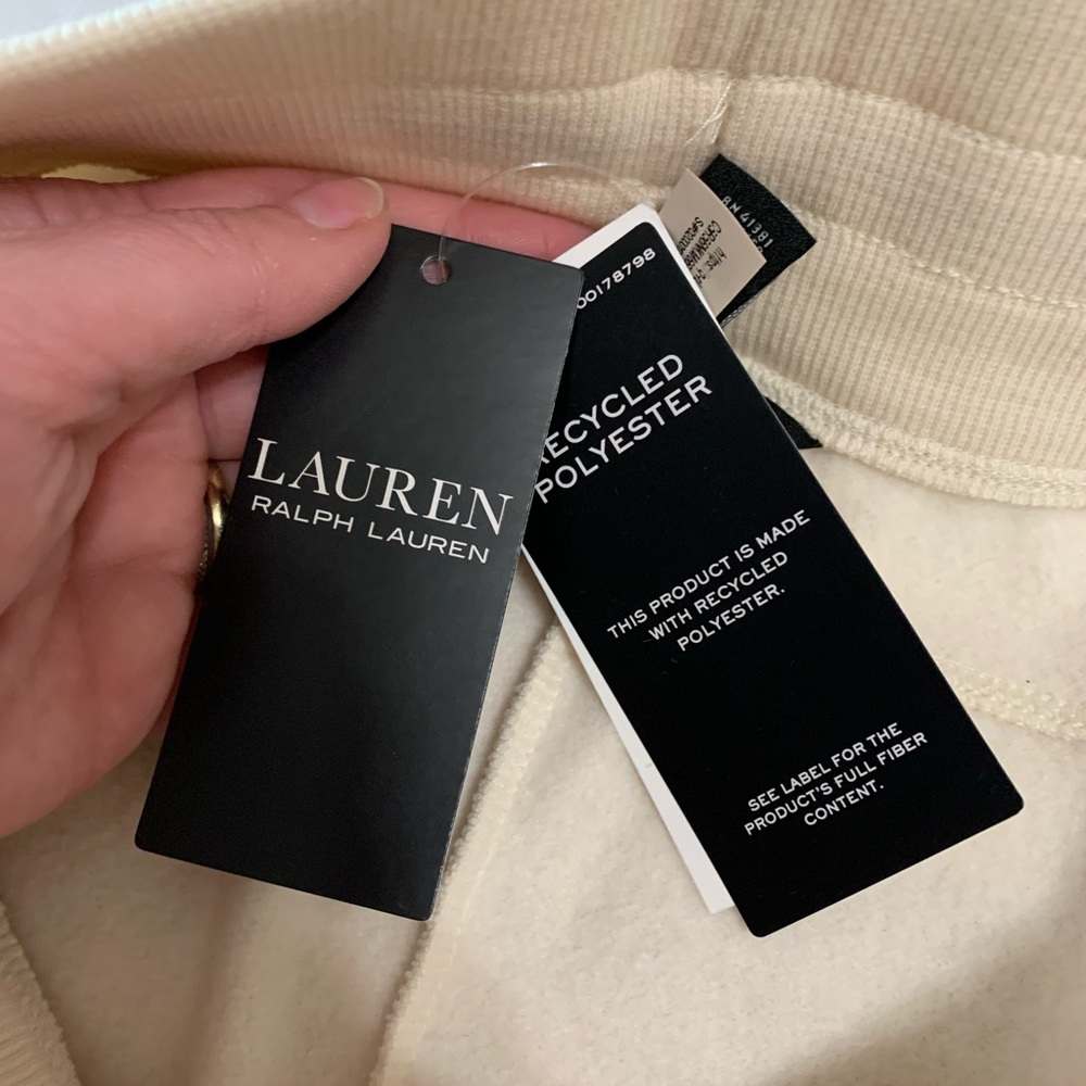 Ralph Lauren NWT Ivory cream joggers Medium soft cozy luxury